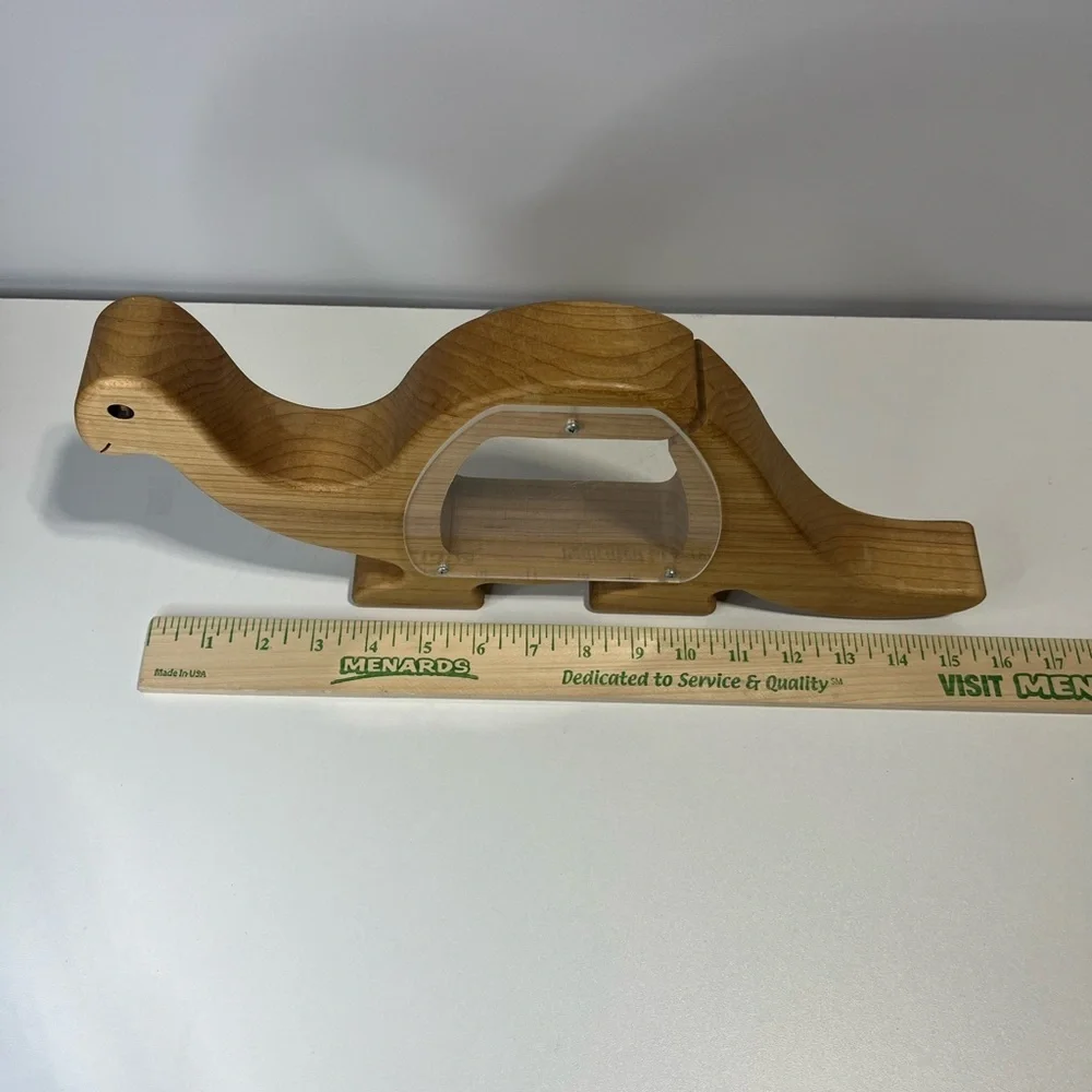 Handmade Wooden Dinosaur Coin Bank